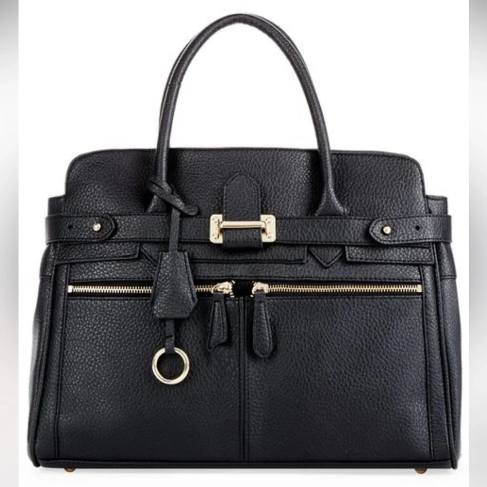 JUSTFAB Legacy Black Faux Leather Handbag Tote